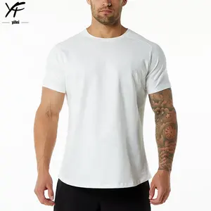 Gym Fitness Cotton T Shirt Men Running Sports Tshirt Summer Yellow Sport T shirt Men Gym plus size men's shirts