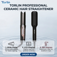 Lisseur de cheveux Torlin électrique avec affichage de la température LED, revêtement céramique PTC anti-brûlure, arrêt automatique rapide