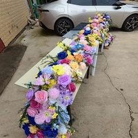 MSFAME Décorations de scène de mariage, chemin de table long, fleurs artificielles colorées