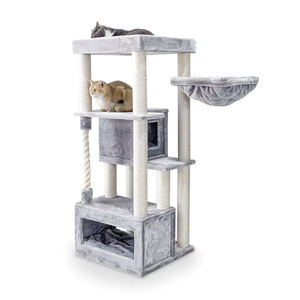 YOUME OEM Design Grey Cat Tree Tower Hamac de 150cm d'épaisseur et maisons doubles pour toutes les races de chats une maison de <span class=keywords><strong>chat</strong></span> <span class=keywords><strong>à</strong></span> l'intérieur - Product Image 1