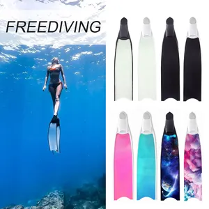 Custom Personalized Pattern Transparent Glass Fiber Flipper Scuba Freediving Fins for Underwater Snorkeling Spearfishing Diving