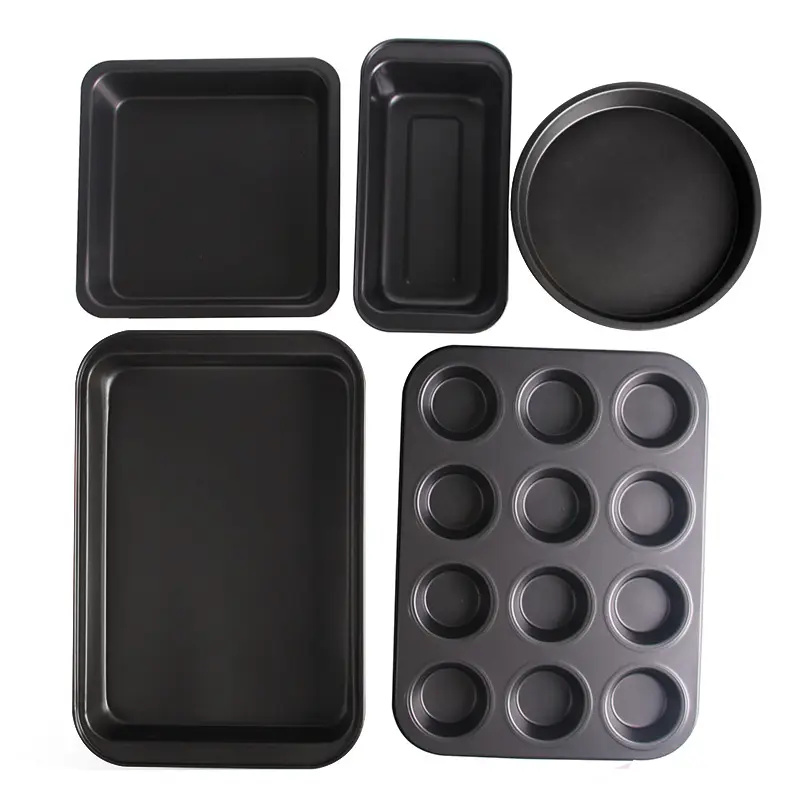 Bandeja Rectangular antiadherente para hornear pasteles, sartenes para horno, color negro, OEM