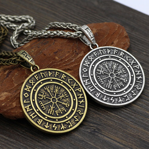 Collier pendentif <span class=keywords><strong>Viking</strong></span> Valknut en acier inoxydable vintage PD04, symbole nordique d'Odin, amulette, bijoux - Product Image 2