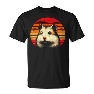 Camiseta Retro con Diseño de Hámster Sirio, Unisex, Tallas para Adultos M, L, XL, XXL, Diseño Vintage de Atardecer, Regalo para Amantes de los Animales - Product Image 1