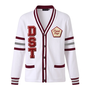 Cárdigan de Forro Polar Blanco A&M con Detalles Rojos, Logotipos Personalizados, Ropa Casual - Product Image 1