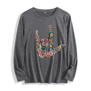 Tessuto morbido "Boho Love Hand Sign Graphic" <span class=keywords><strong>T</strong></span> <span class=keywords><strong>Shirt</strong></span> a manica lunga Multi colori - Product Image 2