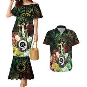 Vanuatu hạnh phúc giả định ngày các cặp vợ chồng phù hợp với Nàng Tiên Cá ăn mặc và Áo sơ mi Hawaii tùy chỉnh thiết lập của 2 phụ nữ bên kỳ nghỉ váy 2024 - Product Image 1