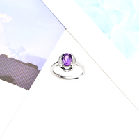 Bague à facettes en cuivre et améthyste naturelle, anneau ajustable, à la mode, exquis