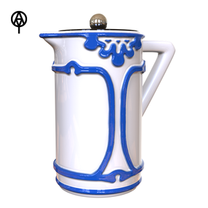 Vente en gros Cafetière à presse française en céramique faite à la main sur mesure avec motif en relief bleu Pot à café en porcelaine de style <span class=keywords><strong>vintage</strong></span> - Product Image 2