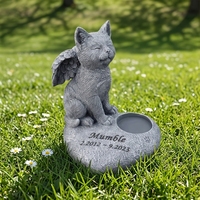 Patung Kucing Malaikat Hati dari Resin Poliester, Buatan Tangan, Dilukis Tangan, untuk Kenangan Hewan Peliharaan, Dekorasi Taman Bergaya Nautikal