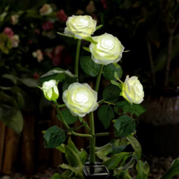 Lampes solaires LED à 3 ou 5 têtes en forme de rose artificielle, étanches IP65, RGBW, à intensité variable, pour décoration extérieure, pelouse, à brancher dans le sol