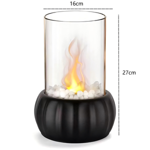 Brasero de Mesa Creativo de Acero Inoxidable con Diseño de Calabaza para Halloween, <span class=keywords><strong>Chimenea</strong></span> de Metal Negro con Piedras y Tapa de Vidrio - Product Image 2