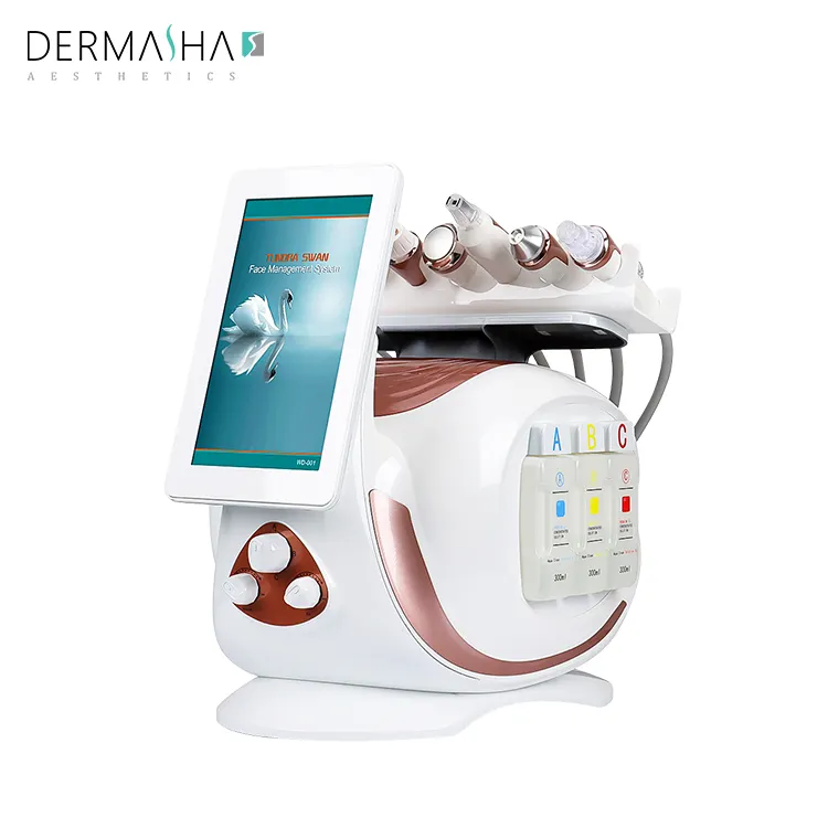 Dermasha Hàn Quốc AQUA Lột mặt Máy điều trị mụn trứng cá 2024 kim cương Microdermabrasion máy Oxy chăm sóc da mặt Hydro máy