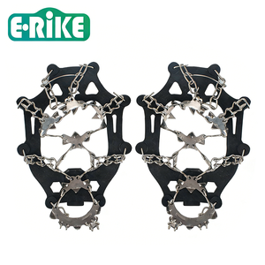 E-RIKE Crampones de Hielo de Alta Calidad con Tracción para Caminar, 18 Crampones de Goma Antideslizantes para Invierno, Crampones Elásticos para Escalar - Product Image 1