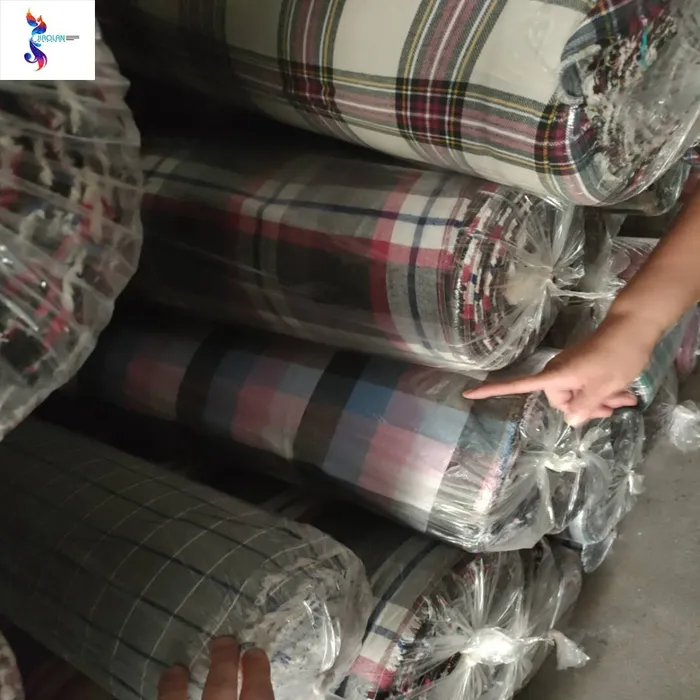 China shaoxing markt gute design 100% baumwolle garn gefärbt flanell hemden lager stoff