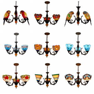 <span class=keywords><strong>Lustre</strong></span> suspendu Tiffany en verre, motif oiseau, lampe vitrail bronze, lampes Tiffany, <span class=keywords><strong>lustre</strong></span> suspendu de luxe à trois têtes, motif <span class=keywords><strong>perroquet</strong></span> - Product Image 2