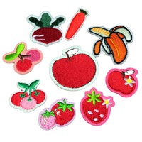 Adorables appliques brodées thermocollantes et à coudre pour vêtements, sacs, jeans, DIY : Patchs autocollants motifs pomme, fraise, carotte, banane, cerise