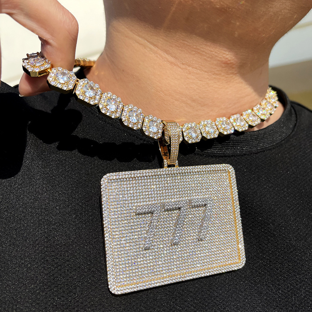 Collana Ghiacciata Con Pendente "Stay Humble Hustle Hard" - Placcata Oro 14k, Diamanti CZ, Per Uomo/donna