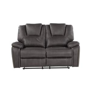 DB Katrine Manual <b>Loveseat</b> in Black with Charcoal PU <b>Recliner</b> Chair - Product Image 3