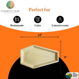 Vassoio a forma di bara 14 x 9 in foglie di palma naturali - Product Image 3