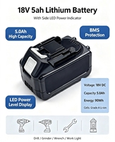 Baterai Solid State DC Kompatibel untuk Bor Tanpa Kabel Seri 18V LXT, Kunci Impack, Kapasitas Tinggi 5Ah, Paket Baterai Isi Ulang