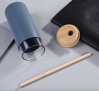 Gobelet en verre borosilicate à paroi simple avec couvercle en bambou, paille et manchon en silicone, 500ml/750ml, écologique pour adultes, thé au lait