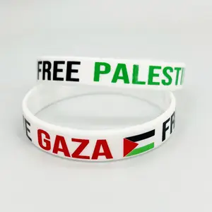 Wholesale Price Decoration Logo Free Palestine Flag Desgin Silicone Wristband Custom Logo Rubber Wrist Band