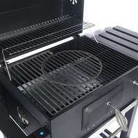 Fabricant OEM Cheminée Européenne Barbecue Extérieur Fumoir à Viande Carré Grand Chariot à Charbon de Bois Barbecue Grills avec Table d'Appoint Four