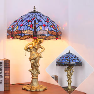 Lámpara de Mesa Estilo Americano Tiffany con Diseño de Libélula, Creativa y Decorativa, Venta al por Mayor para Habitación de Invitados, Mesita de Noche, Lectura y Escritura, Nueva - Product Image 5