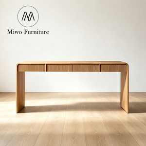Bureau d'ordinateur design moderne pour hôtel, mobilier nordique en bois naturel avec rangement et tiroirs, secrétaire - Product Image 1