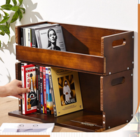 Boîte de rangement en bois pour DVD et CD, support de présentation pour cassettes, étagère organisatrice avec poignée de transport