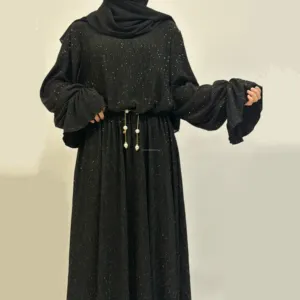بيع بالجملة عباية مخصصة تركيا السيدات ملابس إسلامية فاخرة أنيقة بلينغ بثنيات متألقة عباية نسائية فستان إسلامي دبي عباية