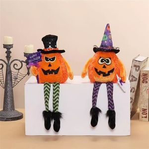 Adorable 2pcs Dangle Legs Pumpkin Decor Bright <b>Orange</b> Jack-O-Lantern for Festive Home Display - Product Image 1