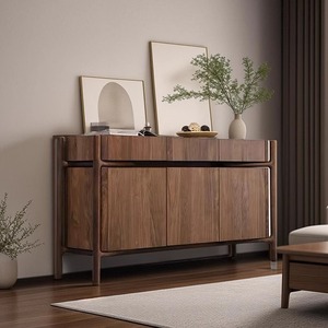 Mueble Moderno Retro Estilo Wabi-Sabi de Madera Maciza con Panel de Acero Inoxidable, 5+ Cajones, 2 Estantes, Diseño de Lujo para Sala de Estar - Product Image 6