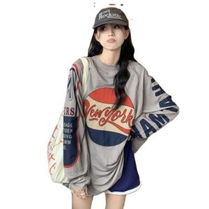 Camiseta Holgada de Manga Larga sin Cuello para Mujer, Estilo Harajuku, Moda Urbana, Verano, Personalizable, Envío Rápido - Product Image 1