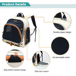 Sıcak Satış Moda Evcil Hayvan Taşıma Sırt Çantası Açık Hava Fermuarlı File Köpek Kedi Sırt Çantası Lüks Nefes Alabilen Oxford Evcil Hayvan Taşıma Sırt Çantası - Product Image 3