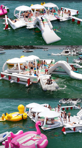 Venta caliente Aqua Cabanas plataforma de muelle de agua inflable Aqua flotante descanso pontón tienda - Product Image 4