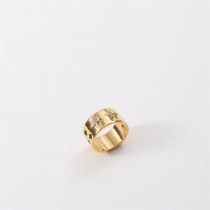 Luxury Gold Plated Adjustable Hollow <b>Ring</b> Stainless Steel <b>Cz</b> Zircon Star <b>Ring</b> - Product Image 5