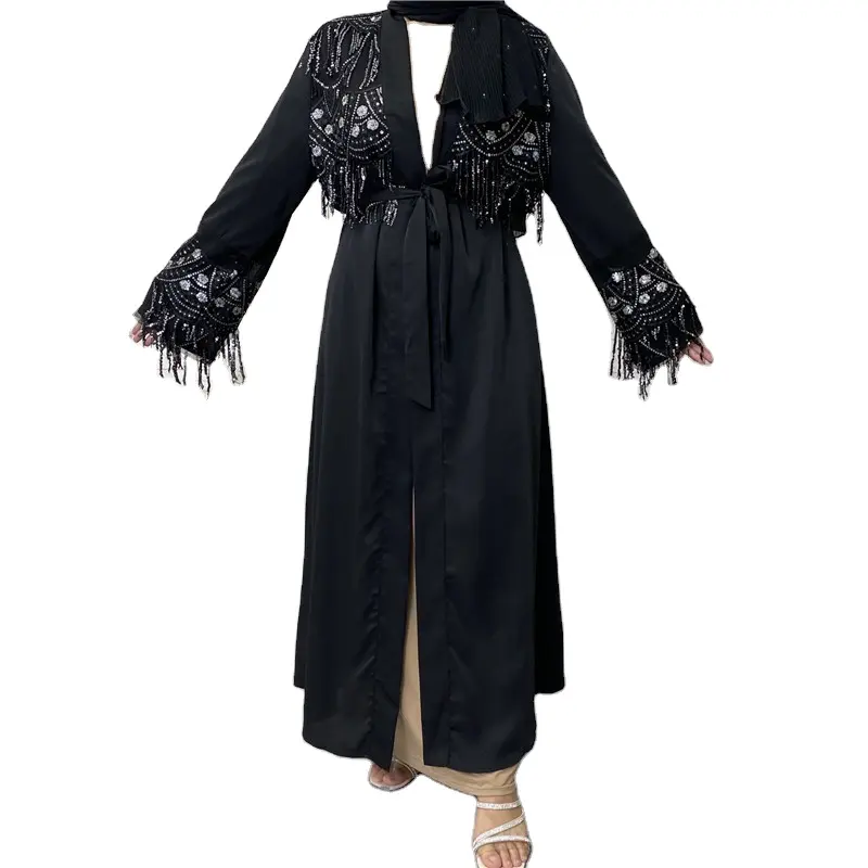 Boubou Africain Best Selling Kimono Sequins Nida Modest Khimar Hijab Abaya Traditional Muslim Clothing&Accessories Prayer Dress