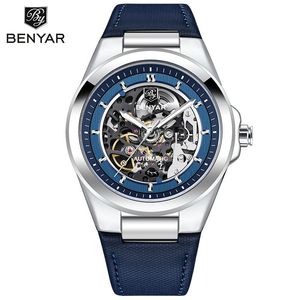 Montre mécanique pour homme Benyar, squelette, automatique, boîtier en alliage, boucle en acier inoxydable, étanche 50 m - Product Image 5