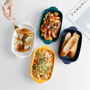 Gốm nhỏ món nướng, sứ hình chữ nhật bakeware với đôi xử lý, nướng chảo cho nấu ăn và bánh bữa ăn tối 9 inch