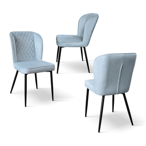 Set di 4 sedie Simona in velluto azzurro con gambe in metallo, sedie da pranzo per interni - Product Image 2