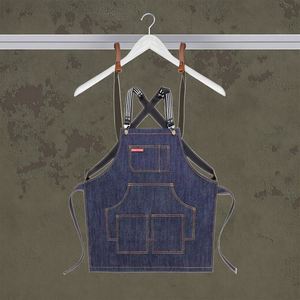 Adjustable Neckband Waistline Sleeveless Denim <b>Apron</b> Soft Durable Eco-Friendly Fashionable <b>Kitchen</b> Garden Overalls Front Pocket - Product Image 2