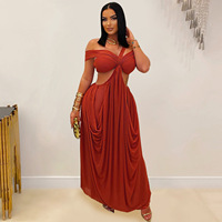 Robe longue en maille sexy pour femme, robe plissée à découpes pour soirée, club, anniversaire