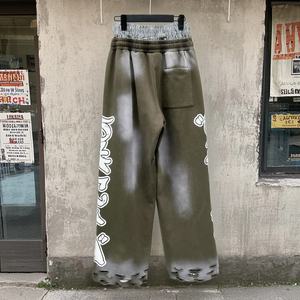 Pantalons pour hommes personnalisés, style streetwear, 500 g/m², imprimés, amples, style baggy, lavés, jambes larges, double taille, pantalons de survêtement - Product Image 2