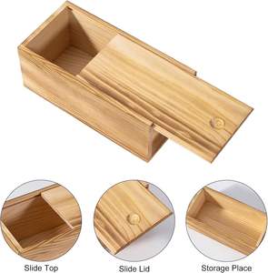 Caja de Almacenamiento de Madera de Pino con Tapa Deslizante, Caja de Regalo de Madera Vintage para Manualidades, Joyas, Tarjetas, Organizador de Escritorio - Product Image 2