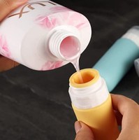 Bouteilles de voyage en silicone, contenants cosmétiques de 3 oz sans BPA, flacons de lotion compressibles rechargeables, ensemble de 4 sous-flacons de voyage