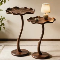 Table d'appoint en bois en forme de feuille de lotus, table d'angle de style chinois pour salon
