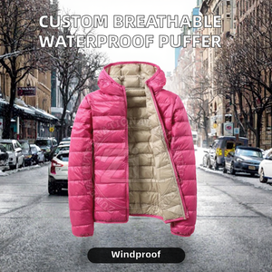 Veste matelassée d'hiver personnalisée en gros, respirante, imperméable, coupe-vent, avec fermeture éclair, en toile, pour usage extérieur - Product Image 2