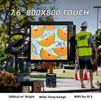 Écran TFT LCM AISON 7,6 pouces 800x800 avec écran tactile capacitif, rétroéclairage LED blanc, interface MIPI, pilote ILI9881C pour Raspberry